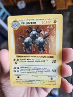 Vintage Pokemon Lot 2 Cards Shadowless Magneton And Base Set Clefairy Heavy Play - Image 2