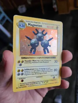 Vintage Pokemon Lot 2 Cards Shadowless Magneton And Base Set Clefairy Heavy Play - Image 3