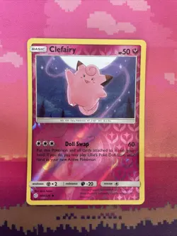 Pokemon Card Clefairy Cosmic Eclipse Reverse Holo 144/236 Near Mint - Image 1