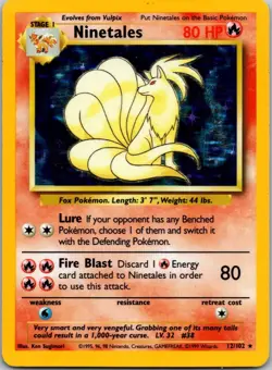 Ninetales - 12/102 - Pokemon Base Set Unlimited Holo Rare Card WOTC MP/HP - Image 1