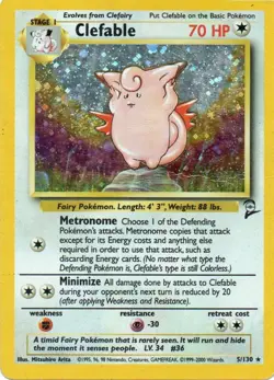 Pokemon: Base Set 2: Holofoil Clefable: Moderately Played Condition - Image 1