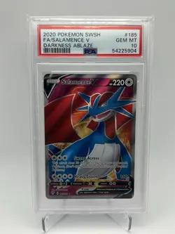 PSA 10 Full Art Salamence V #185 2020 SWSH Darkness Ablaze Pokemon TCG - Image 1