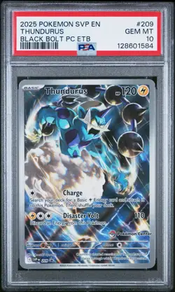 2025 POKEMON BLACK BOLT POKEMON CENTER ETB PROMO #209 THUNDURUS PSA 10 - Image 1