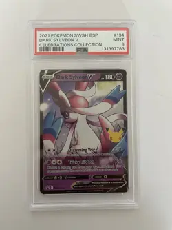 PSA 9 Mint 2021 POKEMON SWSH BLACK STAR PROMO CELEBRATIONS #134 DARK SYLVEON V - Image 1