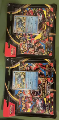 2 Pokemon TCG ME01 Mega Evolution 3 Pack Booster Blister Sealed Bundle New - Image 1