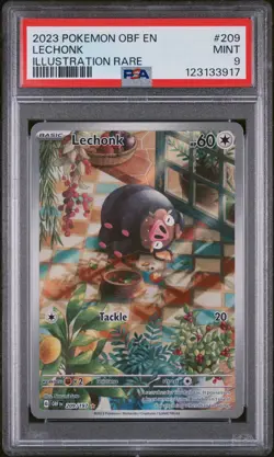LECHONK #209 ILLUSTRATION RARE 2023 POKEMON OBSIDIAN FLAMES OBF EN PSA 9 MINT - Image 1