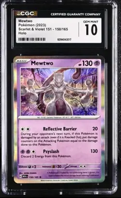 CGC 10 GEM MINT Mewtwo 150/165 HOLO RARE Scarlet & Violet 151 Pokemon Card 018 - Image 1