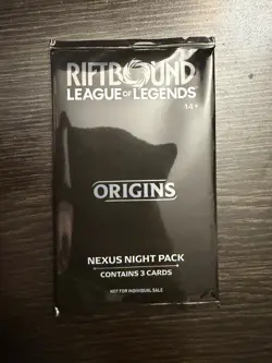 Riftbound Origins Nexus Night Pack Sealed English 3-Card Pack - Image 1