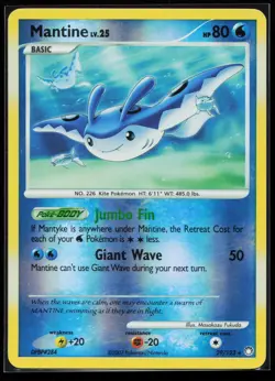 Mantine 29/123 Rare Mysterious Treasures Reverse Holo Pokemon Card - Image 1