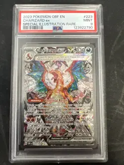 Pokemon TCG Scarlet & Violet Obsidian Flames Charizard EX Card 223/197 PSA 9 - Image 1