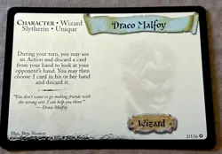 Harry Potter Trading Card Game, DRACO MALFOY Wizard Holo Foil 2/116 2001 WOTC ?? - Image 1