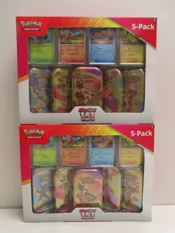 (2) Lot 2018 Pokemon Costco Scarlet & Violet 151 Sealed 5 Pack Mini Tin Box - Image 1
