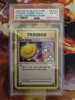 Pokemon TCG - Gym Badge XY208 - Sabrina Black Star League Promo PSA 6 - Image 1