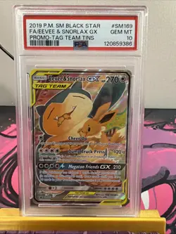 2019 POKEMON SM BLACK STAR PROMO #SM169 FULL ART/EEVEE & SNORLAX GX PSA 10 - Image 1