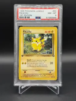 1999 POKEMON JUNGLE 1ST EDITION #60 PIKACHU PSA 8 - Image 1