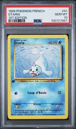 1999 Pokemon FRENCH 1st Edition Base Set Otaria-Seel 41/102 PSA 10 GEM MINT - Image 1