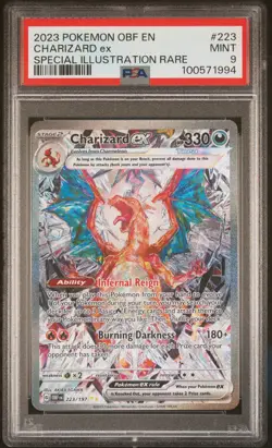 2023 Pokemon OBF en Obsidian Charizard EX Special Illustration Rare #223 PSA 9 - Image 1