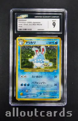 CGC Mint 9 2000 Pokemon Japanese Gold, Silver, to a New World Azumarill Holo 184 - Image 1