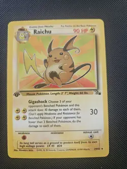 1999 Pokemon Fossil Set Raichu 29/62 1st Edition Rare Non-Holo Card - Image 1