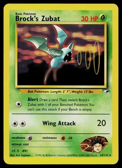 Pokemon Card - Brock's Zubat Gym Heroes 24/132 Rare Non Holo - Image 1