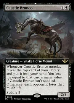 1x Caustic Bronco - Extended Art - Foil NM-Mint, English Outlaws of Thunder Junc - Image 1