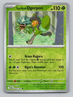 Reverse Holo Teal Mask Ogerpon #026/182 Uncommon SV10: Destined Rivals Pokemon - Image 1