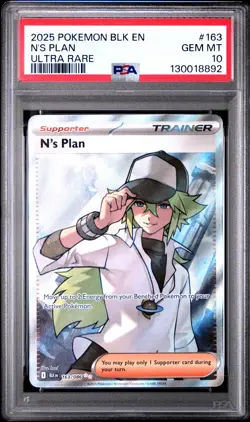 2025 POKEMON BLK EN-BLACK BOLT ULTRA RARE #163 N'S PLAN PSA 10 - Image 1