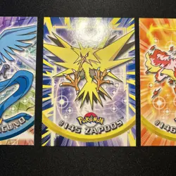 2000Topps Pokemon TV Animation Series 3 Non-Foil Articuno + Zapdos + Moltres NM - Image 3