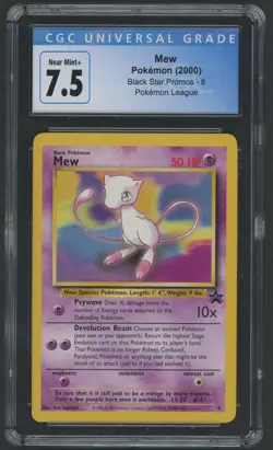 2000 Pokemon League Black Star Promo Mew # 8 Vintage WOTC CGC 7.5 - Image 1