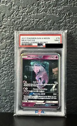 Pokemon Mewtwo GX TCG Card 72/73 Shining Legends PSA 9 - Image 1