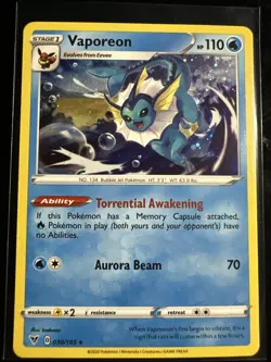 Vaporeon Cosmos Holo Rare Blister Vivid Voltage Promo Pokemon Card LP/NM - Image 1