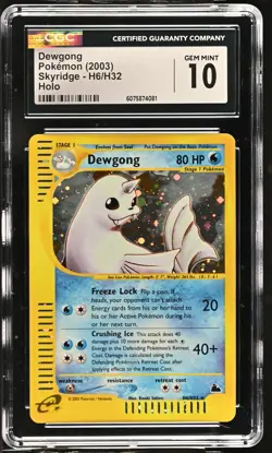 CGC 10 GEM MINT Dewgong 2003 Skyridge H6/H32 Holo Pokemon Card - Image 1