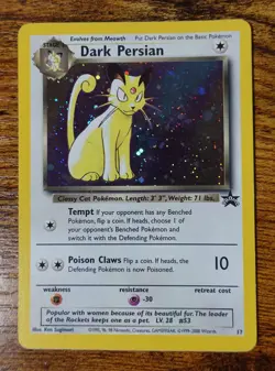 Dark Persian No HP Error Misprint Promo 17 Black Star Pokemon Card Holo PL/DMG - Image 1