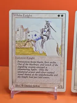 ⚪⚪⚪ (4) 1994 MAGIC The Gathering WHITE KNIGHT REVISED 3RD EDITION PLAYED ⚪4 - Image 2