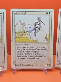 ⚪⚪⚪ (4) 1994 MAGIC The Gathering WHITE KNIGHT REVISED 3RD EDITION PLAYED ⚪4 - Image 4