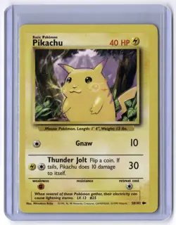 Pikachu 058/102 Common Normal NM Pokemon Base Set - Image 1