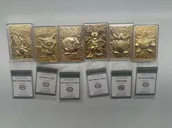 Set of 6 23k Gold Plated 1999 Pokemon Card Charizard Pikachu Mewtwo Poliwhirl - Image 2