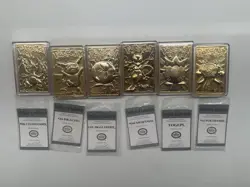 Set of 6 23k Gold Plated 1999 Pokemon Card Charizard Pikachu Mewtwo Poliwhirl - Image 3