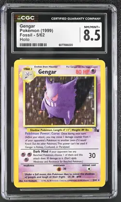 CGC 8.5 Gengar 1999 Fossil 5/62 Holo Pokemon Card - Image 1