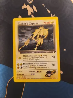 Rocket's Zapdos 15/132 Gym Challenge Holo SWIRL Pokemon Trading Card Game - Image 1