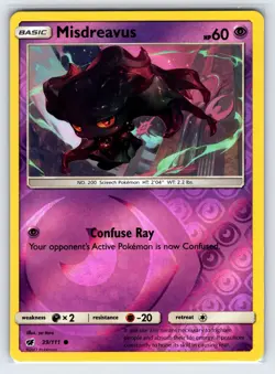 Misdreavus 39/111 2017 Crimson Invasion Pokemon Card Reverse Holo - Vlp - Image 1