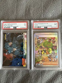 Pokemon Pad En Clive #236 PSA 9 & Topps Movie Edition PSA 7 - Image 1
