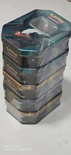 Sealed Pokemon LOT OF 5 Assorted Tins, 3 Packs Per Tin, 15 Total Packs, NEW - Image 1