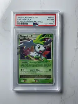 Pokemon TCG Shaymin LV.X DP39 Diamond and Pearl Black Star Promo PSA 8 - Image 1