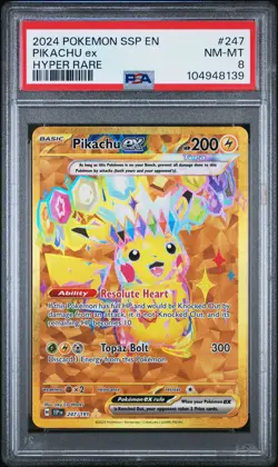 2024 POKEMON SSP EN-SURGING SPARKS 247/191 HYPER RARE PIKACHU #247 EX PSA 8 - Image 1