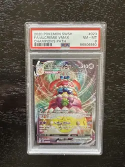 2020 Pokemon - Champion's Path - Full Art - 023/073 Alcremie Vmax PSA 8 - Image 1
