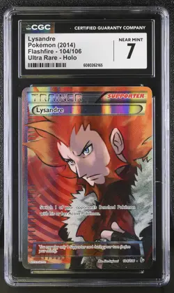 CGC 7 Lysandre 2014 Flashfire 104/106 Ultra Rare Holo Pokemon Card - Image 1