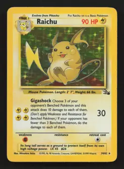 1999 Unlimited Raichu Jungle Set 14/62 Lightly Played Condition Pokemon Card - Image 1
