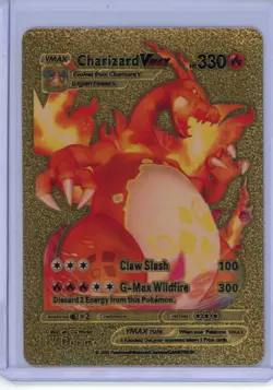 Pokemon Gold Foil Fan Art Card CHARIZARD VMAX Gigantamax 330HP 020/189 - Image 1