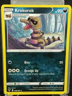 Pokemon Vivid Voltage Krokorok No 108/185 Crimp Error Card - Image 1